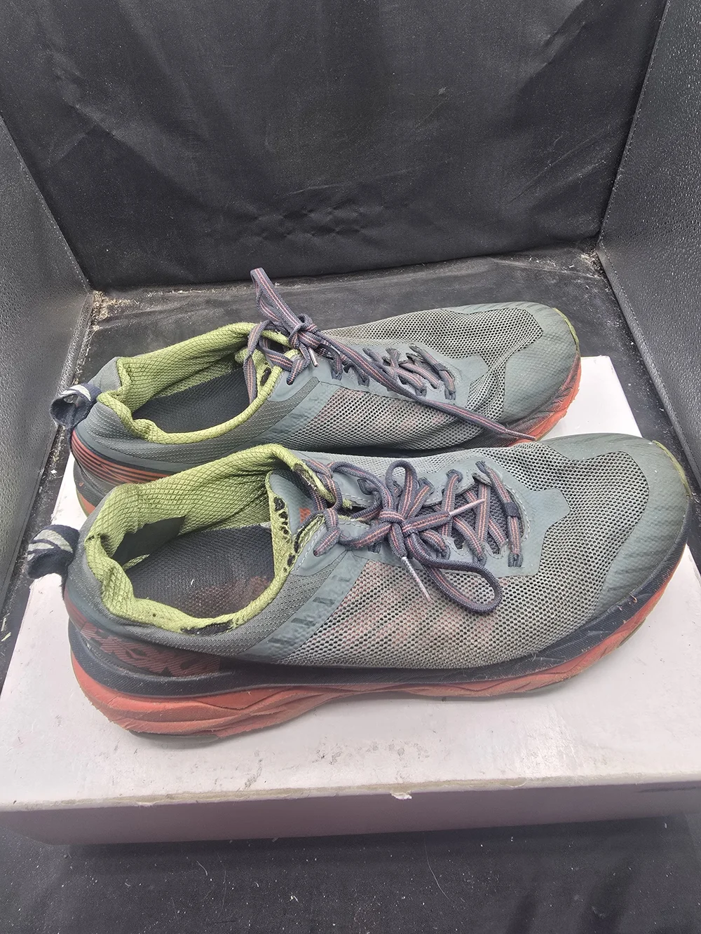 Hoka One One Men's Green Mesh Running Shoes with Orange Soles‎